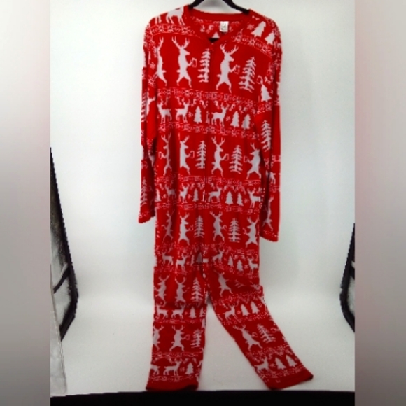 Christmas Reindeer with a Beer Tree Onesie One Piece Pajama Pajamas Men's M - Picture 1 of 9